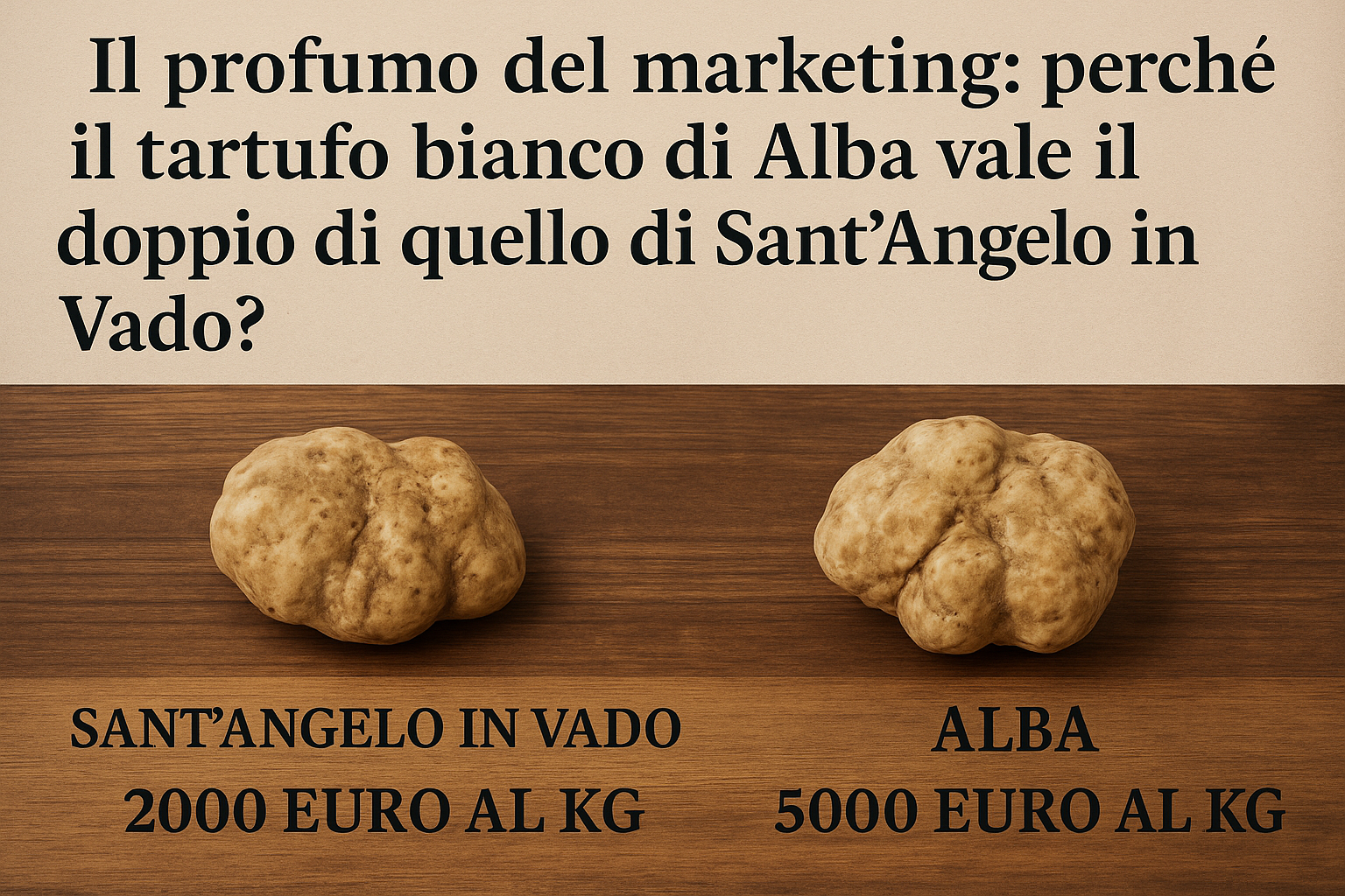 “Il profumo del marketing: perché il tartufo bianco di Alba vale il doppio di quello di Sant’Angelo in Vado?”